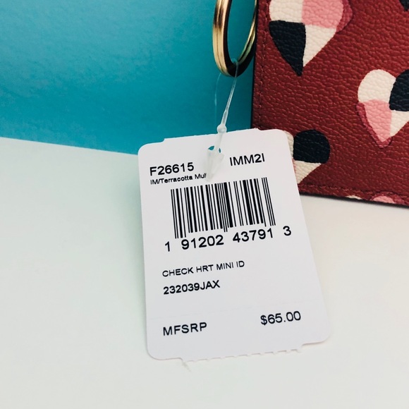 Sold Coach mini ID skinny pouch in checkered heart - Picture 4 of 5